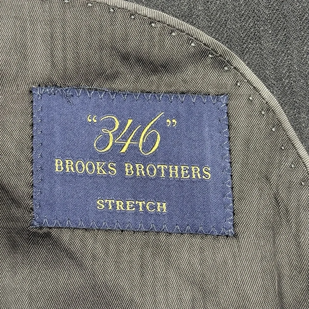 Brooks Brothers Sport Coat 46 Long 100% Lambswool Charcoal Herringbone